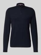 HECHTER PARIS Longsleeve mit kurzer Knopfleiste und Label-Detail in Ma...