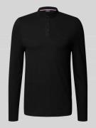 HECHTER PARIS Longsleeve mit kurzer Knopfleiste und Label-Detail in Bl...