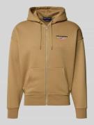 Polo Ralph Lauren Sweatjacke mit Label-Stitching in Khaki, Größe L