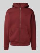 REVIEW Regular Fit Sweatjacke mit Logo-Applikation in Rostrot, Größe L