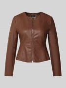 Zero Jacke in Leder-Optik mit Reißverschluss in Mittelbraun, Größe 36