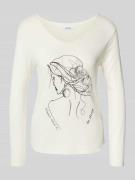 ZABAIONE Longsleeve mit Motiv-Print in Offwhite, Größe L