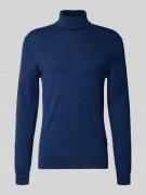 Casual Friday Rollkragenpullover mit Kaschmir-Anteil in Blau, Größe M