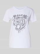 Guess T-Shirt mit Motiv-Print Modell 'TIGER FACE' in Weiss, Größe L