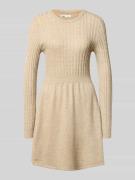 Only Strickkleid aus Viskose-Mix Modell 'FIA' in Sand Melange, Größe L