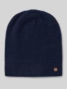 Fraas Kaschmirmütze mit Label-Applikation in Dunkelblau, Größe 1