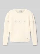 Guess Strickpullover mit Ziersteinbesatz in Ecru, Größe 104