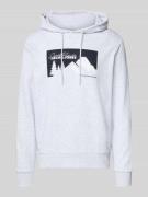 Jack & Jones Hoodie mit Motiv-Print Modell 'SUN' in Offwhite Melange, ...