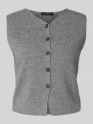 Oui Slim Fit Strickweste mit Woll-Anteil in Hellgrau Melange, Größe 34