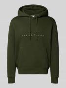 Jack & Jones Hoodie mit Label-Print in Oliv, Größe L