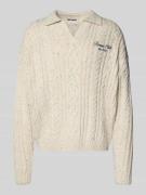 REVIEW Regular Fit Strickpullover mit Woll-Anteil in Ecru, Größe L
