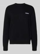 REVIEW Strickpullover mit Label-Stitching in Black, Größe L