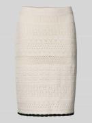 Marc Cain Knielanges Wollrock mit Lochmuster in Hellgrau, Größe 36