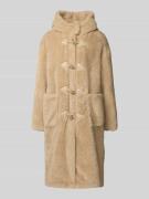 Gil Bret Fleecemantel mit Kapuze und Knopfleiste in Sand, Größe 34