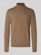 SELECTED HOMME Rollkragenpullover mit gerippten Abschlüssen in Sand, G...