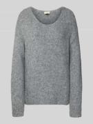 Milano Italy Loose Fit Strickpullover mit Woll-Alpaka-Anteil in Hellgr...