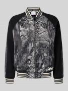 CARLO COLUCCI Regular Fit Sweatjacke mit Stehkragen in Black, Größe L