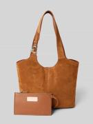 Coccinelle Tote Bag mit Logo-Applikation Modell 'Suede' in Cognac, Grö...