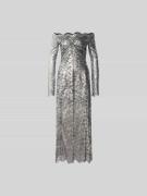 Rabanne Off-Shoulder-Kleid aus Spitze in Hellgrau, Größe L/XL