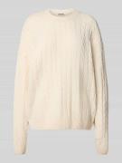 Review Strickpullover mit Zopfmuster in Offwhite Melange, Größe M