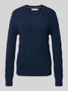 Tommy Hilfiger Regular Fit Strickpullover mit Zopf-Muster aus reiner W...