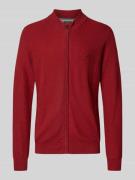 Fynch-Hatton Strickjacke mit Logo-Stitching in Dunkelrot, Größe L