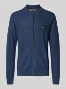Fynch-Hatton Strickjacke mit Logo-Stitching in Jeansblau, Größe L