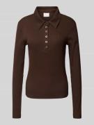 Gestuz Longsleeve mit Polokragen Modell 'drew' in Dunkelbraun, Größe L