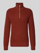 MCNEAL Strickpullover mit Troyer-Kragen in Dunkelrot, Größe M