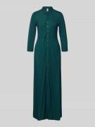 YAS Maxikleid mit Knopfleiste Modell 'SAVANNA' in Dunkelgruen, Größe L