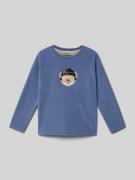 Steiff Sweatshirt mit Rundhalsausschnitt und Motiv-Stitching in Rauchb...
