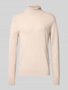 Christian Berg Men Pullover aus Woll-Mix mit Rollkragen in Sand Melang...