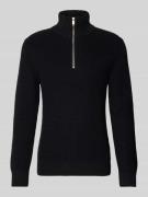 MCNEAL Strickpullover mit Troyer-Kragen in Black, Größe M