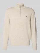 Fynch-Hatton Strickpullover mit Troyer-Kragen in Offwhite, Größe L