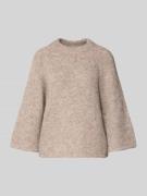 FREE/QUENT Strickpullover mit gerippten Abschlüssen in Sand, Größe L