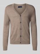 Christian Berg Men Strickjacke mit V-Ausschnitt in Mud Melange, Größe ...