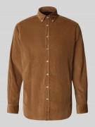 Christian Berg Men Freizeithemd mit Knopfleiste in Cognac, Größe M