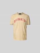 Dsquared2 T-Shirt mit gerippten Abschlüssen in Beige, Größe L