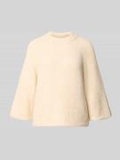 FREE/QUENT Strickpullover mit gerippten Abschlüssen in Offwhite Melang...