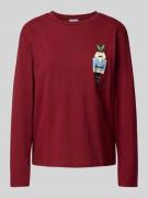 Jake*s Casual Pyjama-Oberteil mit Motiv-Print in Bordeaux, Größe L