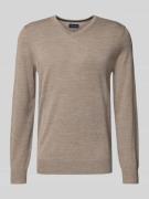 Christian Berg Men Strickpullover aus Woll-Mix mit V-Ausschnitt in Mud...