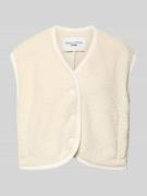 Marc O'Polo Denim Boxy Fit Teddyfell-Weste mit Druckknopfleiste in Off...