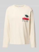 Jake*s Casual Pyjama-Oberteil mit Motiv-Print in Ecru, Größe L