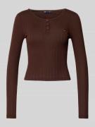 Tommy Jeans Longsleeve Henley-Shirt mit Rippstruktur in Schoko, Größe ...