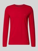 Tommy Hilfiger Slim Fit Langarmshirt aus Baumwoll-Mix in Rot, Größe L
