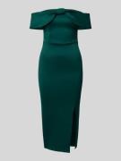 Lipsy Off-Shoulder-Kleid mit Gehschlitz in Dunkelgruen, Größe 34