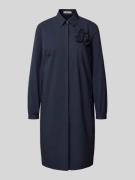 0039 Italy Knielanges Kleid mit Zierbesatz Modell 'DANNIKA' in Dunkelb...