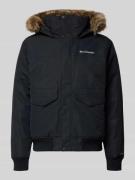 COLUMBIA Bomberjacke mit Label-Print in Black, Größe L