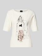 s.Oliver BLACK LABEL Regular Fit T-Shirt aus Baumwoll-Mix in Weiss, Gr...