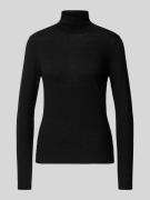 Windsor Longsleeve mit geripptem Stehkragen in Black, Größe 40
